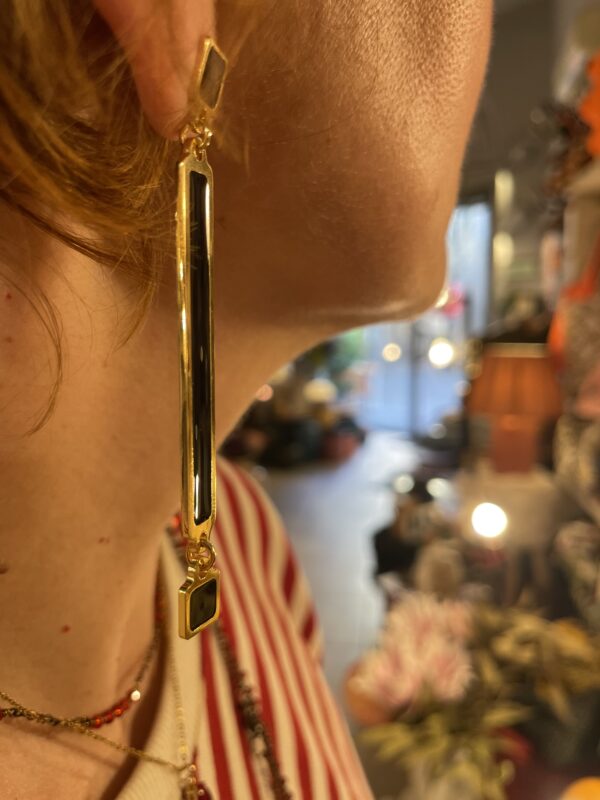 Orecchini Smalto Nero Gold Plated